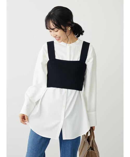 Green Parks(グリーンパークス)の「SET2点ニッビスチェ+とろみチュニック(チュニック・レディース・ブラック/ベージュ・FREE)」の3枚目の写真