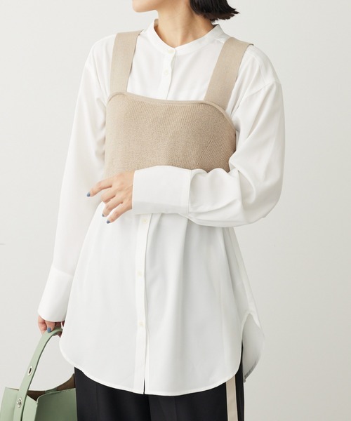 Green Parks(グリーンパークス)の「SET2点ニッビスチェ+とろみチュニック(チュニック・レディース・ブラック/ベージュ・FREE)」の2枚目の写真