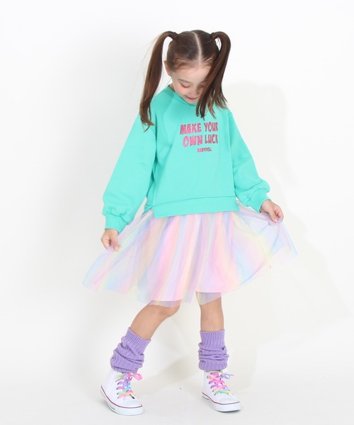 BABYDOLL(ベビードール)の「チュールドッキングワンピース 8803K(ワンピース・キッズ・チェリーピンク/ライトグリーン系1・100cm/130cm/90cm/140cm/110cm/120cm/80cm)」の1枚目の写真