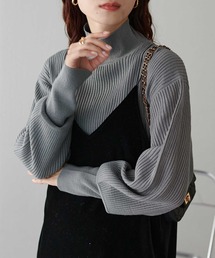 【WEB限定】バルーン袖タートルリブプルオーバー