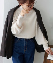 【WEB限定】バルーン袖タートルリブプルオーバー