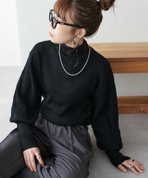 【WEB限定】バルーン袖タートルリブプルオーバー