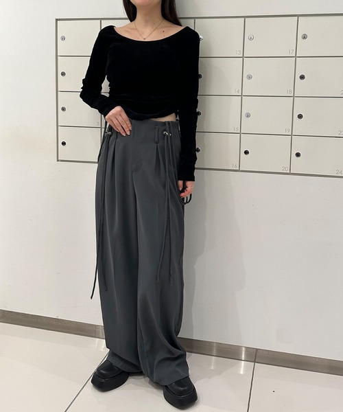 24AW新色追加】バックオープンシアーベロアトップス（Tシャツ