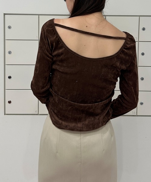 solleim（ソルレム）の「バックオープンシアーベロアトップス（Tシャツ/カットソー・レディース・ブラウン/ブラック/グレー/ボルドー/ブラック系/グレー系/ブラウン系/レッド系・M/L）」の19枚目の写真