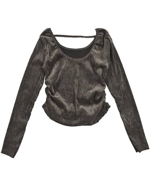 セール】バックオープンシアーベロアトップス（Tシャツ/カットソー