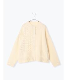 sm2rhythm | ボトルネックアシンメトリーアランニットカーディガン(カーディガン/ボレロ)