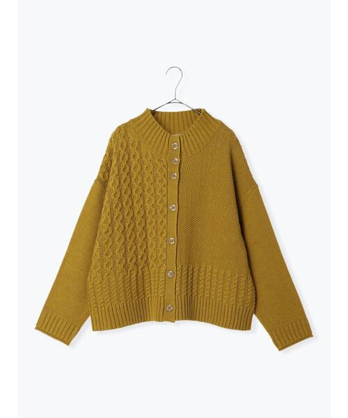 sm2rhythm（サマンサモスモスリズム）の「ボトルネックアシンメトリーアランニットカーディガン（カーディガン/ボレロ・レディース・マスタード/グレー/オフホワイト・F）」の3枚目の写真