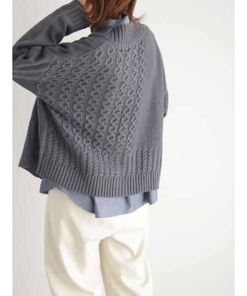 sm2rhythm（サマンサモスモスリズム）の「ボトルネックアシンメトリーアランニットカーディガン（カーディガン/ボレロ・レディース・マスタード/グレー/オフホワイト・F）」の7枚目の写真