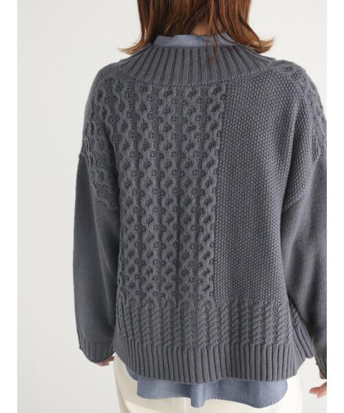 sm2rhythm（サマンサモスモスリズム）の「ボトルネックアシンメトリーアランニットカーディガン（カーディガン/ボレロ・レディース・マスタード/グレー/オフホワイト・F）」の8枚目の写真