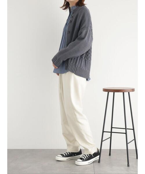 sm2rhythm（サマンサモスモスリズム）の「ボトルネックアシンメトリーアランニットカーディガン（カーディガン/ボレロ・レディース・マスタード/グレー/オフホワイト・F）」の14枚目の写真