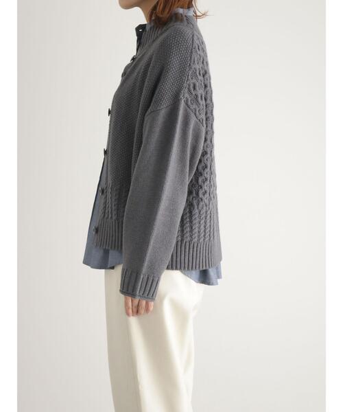 sm2rhythm（サマンサモスモスリズム）の「ボトルネックアシンメトリーアランニットカーディガン（カーディガン/ボレロ・レディース・マスタード/グレー/オフホワイト・F）」の17枚目の写真