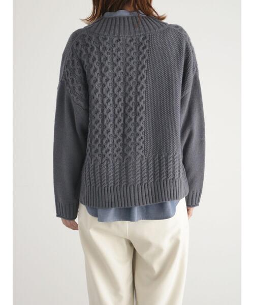 sm2rhythm（サマンサモスモスリズム）の「ボトルネックアシンメトリーアランニットカーディガン（カーディガン/ボレロ・レディース・マスタード/グレー/オフホワイト・F）」の18枚目の写真