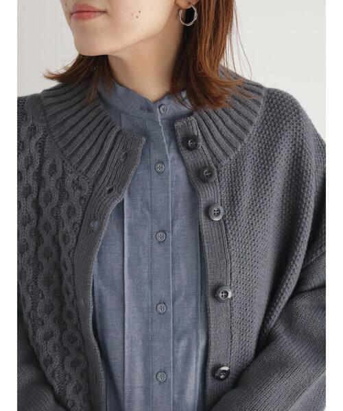 sm2rhythm（サマンサモスモスリズム）の「ボトルネックアシンメトリーアランニットカーディガン（カーディガン/ボレロ・レディース・マスタード/グレー/オフホワイト・F）」の19枚目の写真