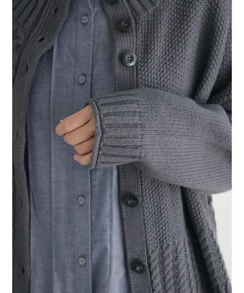 sm2rhythm（サマンサモスモスリズム）の「ボトルネックアシンメトリーアランニットカーディガン（カーディガン/ボレロ・レディース・マスタード/グレー/オフホワイト・F）」の21枚目の写真