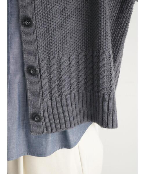 sm2rhythm（サマンサモスモスリズム）の「ボトルネックアシンメトリーアランニットカーディガン（カーディガン/ボレロ・レディース・マスタード/グレー/オフホワイト・F）」の22枚目の写真