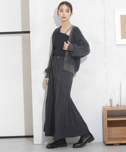 NANO universe（ナノユニバース）の「ウエストドロストナイロンギャザーボリュームスカート（スカート・レディース・モカ/アイボリー/ブラック・FREE）」の20枚目の写真