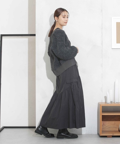 NANO universe（ナノユニバース）の「ウエストドロストナイロンギャザーボリュームスカート（スカート・レディース・モカ/アイボリー/ブラック・FREE）」の21枚目の写真