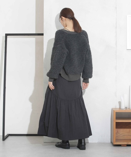 NANO universe（ナノユニバース）の「ウエストドロストナイロンギャザーボリュームスカート（スカート・レディース・モカ/アイボリー/ブラック・FREE）」の22枚目の写真