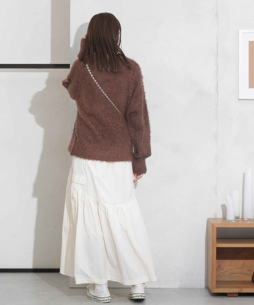 NANO universe（ナノユニバース）の「ウエストドロストナイロンギャザーボリュームスカート（スカート・レディース・モカ/アイボリー/ブラック・FREE）」の10枚目の写真