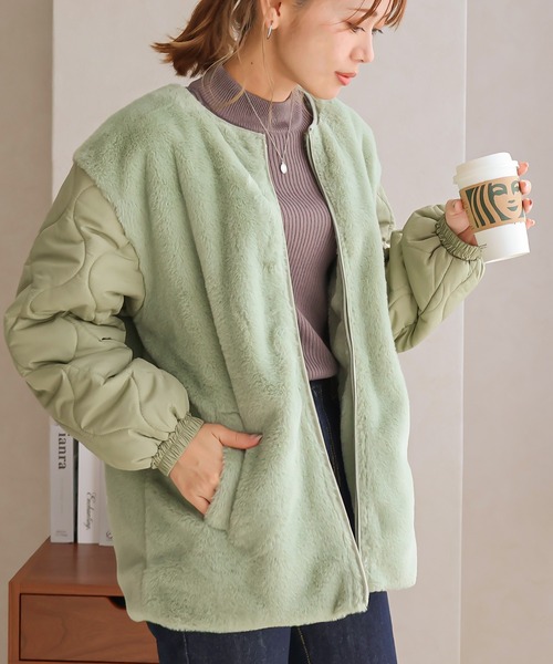 ファー付きキルトジャケット（ブルゾン）｜Social GIRL（ソーシャルガール）