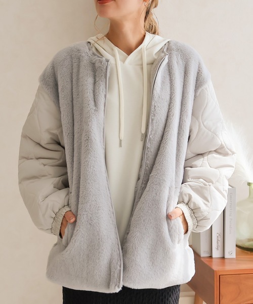 ファー付きキルトジャケット（ブルゾン）｜Social GIRL（ソーシャルガール）