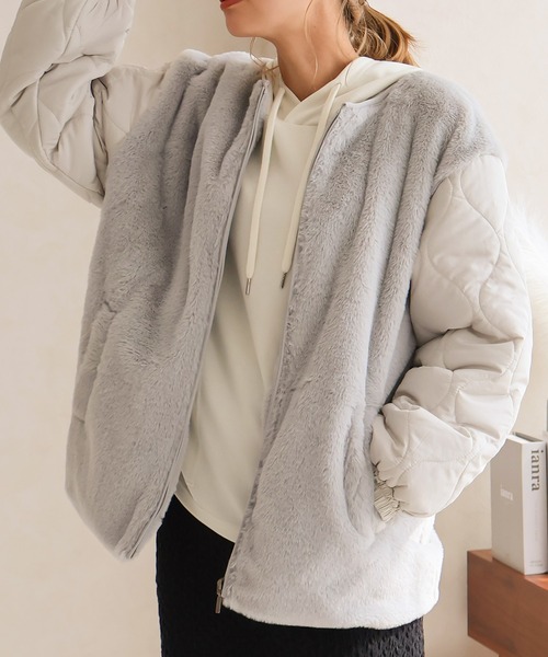 ファー付きキルトジャケット（ブルゾン）｜Social GIRL（ソーシャルガール）