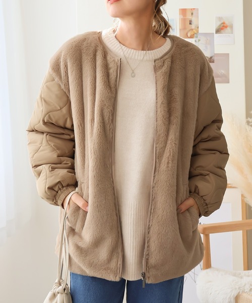 ファー付きキルトジャケット（ブルゾン）｜Social GIRL（ソーシャルガール）