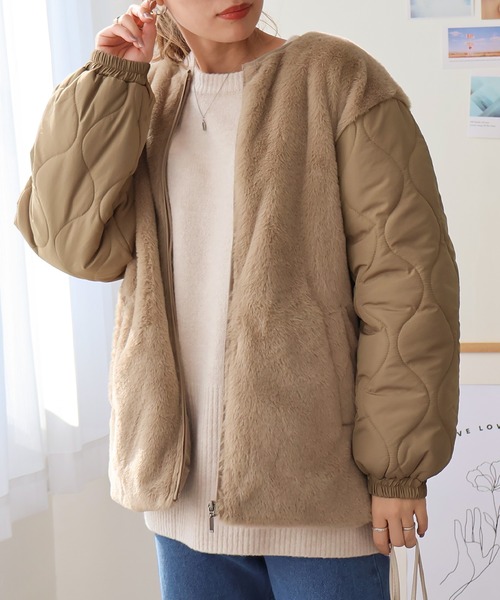 ファー付きキルトジャケット（ブルゾン）｜Social GIRL（ソーシャルガール）