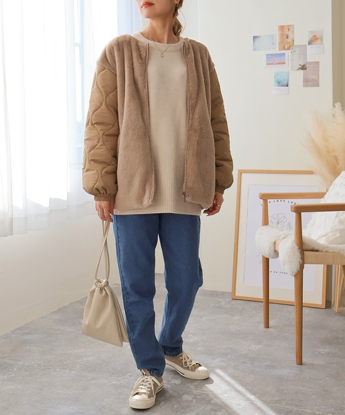 ファー付きキルトジャケット（ブルゾン）｜Social GIRL（ソーシャルガール）