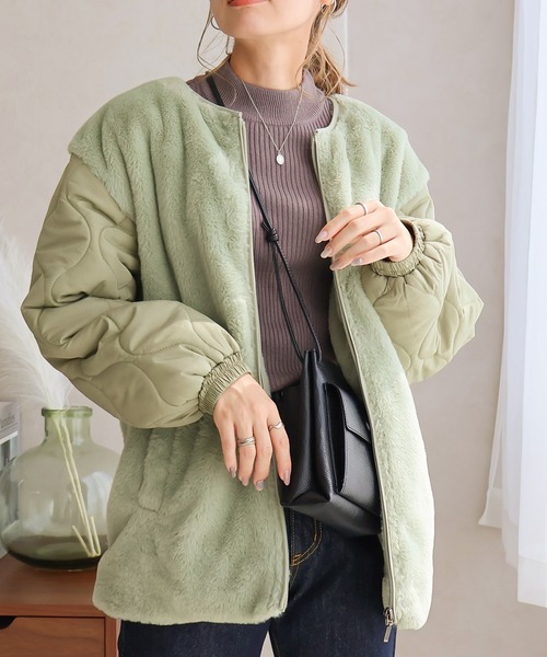 ファー付きキルトジャケット（ブルゾン）｜Social GIRL（ソーシャルガール）