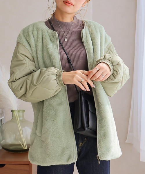 ファー付きキルトジャケット（ブルゾン）｜Social GIRL（ソーシャルガール）