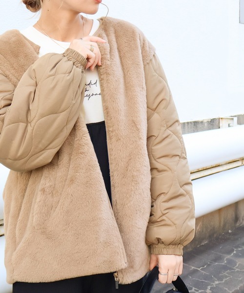 ファー付きキルトジャケット（ブルゾン）｜Social GIRL（ソーシャルガール）