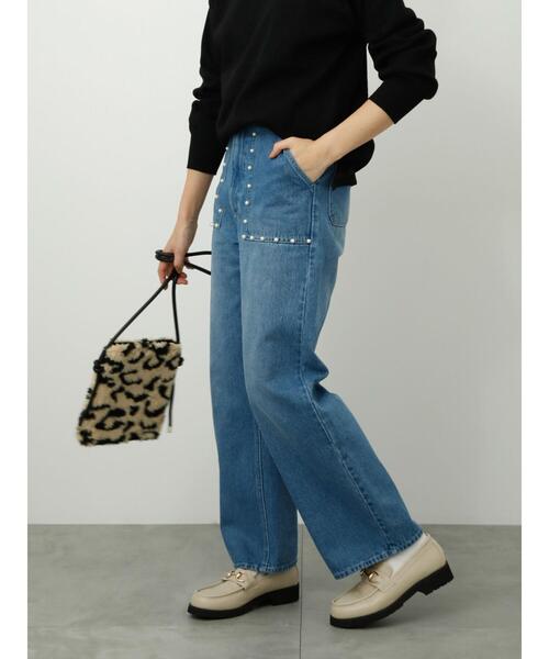 Lugnoncure(ルノンキュール)の「パール付デニムパンツ(デニムパンツ・レディース・ネイビー/ブルー/ブラック・S/L/M)」の3枚目の写真