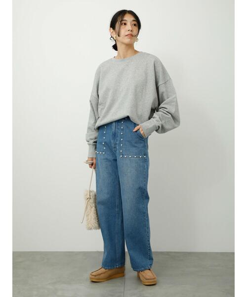 Lugnoncure(ルノンキュール)の「パール付デニムパンツ(デニムパンツ・レディース・ネイビー/ブルー/ブラック・S/L/M)」の6枚目の写真