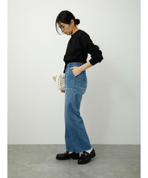 Lugnoncure(ルノンキュール)の「パール付デニムパンツ(デニムパンツ・レディース・ネイビー/ブルー/ブラック・S/L/M)」の13枚目の写真