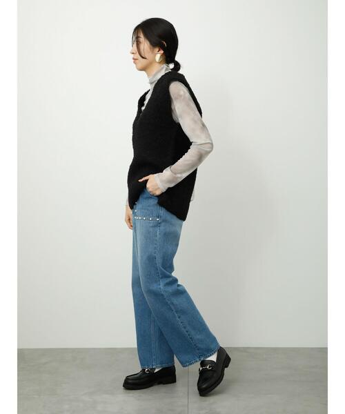 Lugnoncure(ルノンキュール)の「パール付デニムパンツ(デニムパンツ・レディース・ネイビー/ブルー/ブラック・S/L/M)」の14枚目の写真