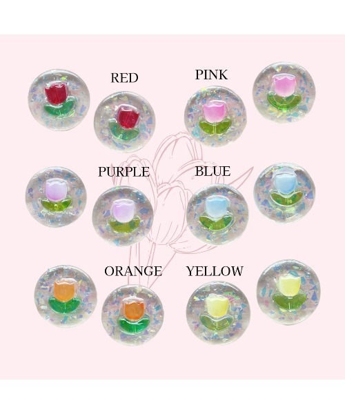 tone（トーン）の「【Mermaid Pink】クリアオーロララメチューリップピアス(MA)（ピアス（両耳用）・レディース・パープル/レッド/イエロー/ピンク/ブルー/オレンジ・FREE）」の7枚目の写真