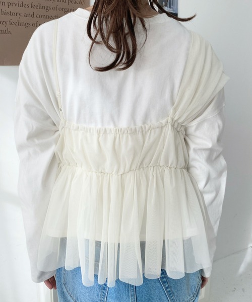 moment+（モーメントプラス）の「カットチュールリボンキャミソール（キャミソール・レディース・アイボリー/ブラック/ナチュラル/チャコールグレー/ピンク・M）」の11枚目の写真