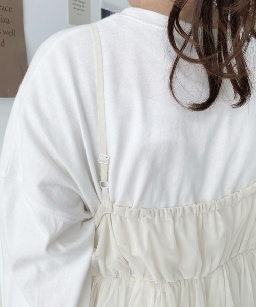 moment+（モーメントプラス）の「カットチュールリボンキャミソール（キャミソール・レディース・アイボリー/ブラック/ナチュラル/チャコールグレー/ピンク・M）」の12枚目の写真