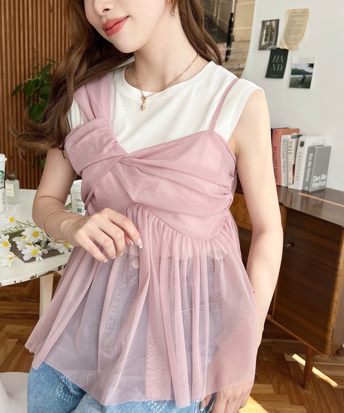 moment+（モーメントプラス）の「カットチュールリボンキャミソール（キャミソール・レディース・アイボリー/ブラック/ナチュラル/チャコールグレー/ピンク・M）」の20枚目の写真