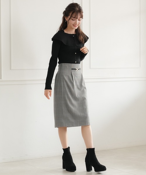 ASTORIA ODIER(アストリアオディール)の「ビット付きチェックタイトスカート(スカート・レディース・ライトグレー/ブラウン・SMALL/LARGE/MEDIUM)」の4枚目の写真