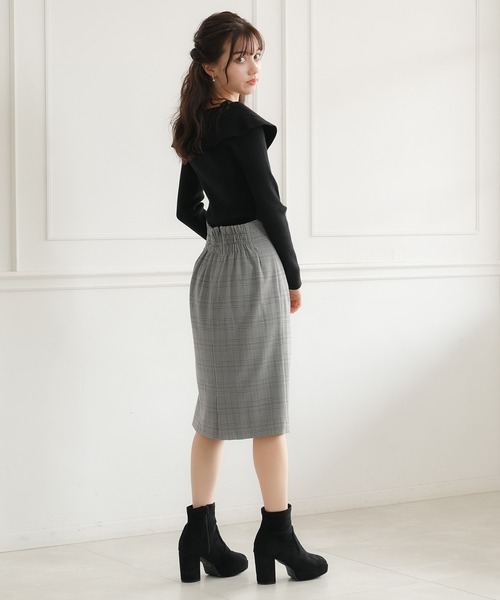 ASTORIA ODIER(アストリアオディール)の「ビット付きチェックタイトスカート(スカート・レディース・ライトグレー/ブラウン・SMALL/LARGE/MEDIUM)」の5枚目の写真