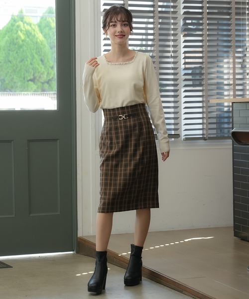 ASTORIA ODIER(アストリアオディール)の「ビット付きチェックタイトスカート(スカート・レディース・ライトグレー/ブラウン・SMALL/LARGE/MEDIUM)」の12枚目の写真
