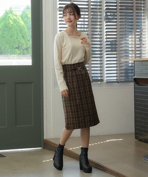 ASTORIA ODIER(アストリアオディール)の「ビット付きチェックタイトスカート(スカート・レディース・ライトグレー/ブラウン・SMALL/LARGE/MEDIUM)」の13枚目の写真
