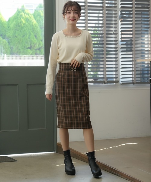 ASTORIA ODIER(アストリアオディール)の「ビット付きチェックタイトスカート(スカート・レディース・ライトグレー/ブラウン・SMALL/LARGE/MEDIUM)」の15枚目の写真