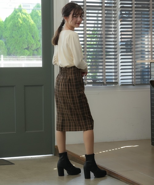 ASTORIA ODIER(アストリアオディール)の「ビット付きチェックタイトスカート(スカート・レディース・ライトグレー/ブラウン・SMALL/LARGE/MEDIUM)」の14枚目の写真