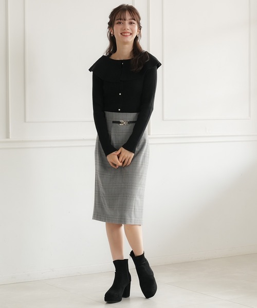 ASTORIA ODIER(アストリアオディール)の「ビット付きチェックタイトスカート(スカート・レディース・ライトグレー/ブラウン・SMALL/LARGE/MEDIUM)」の3枚目の写真