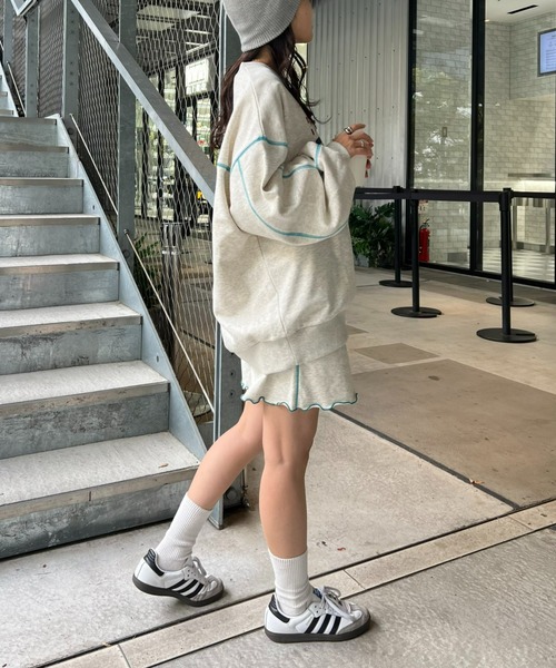 HELLO.SANFRANCISCO(ハローサンフランシスコ)の「【HELLO.SANFRANCISCO/ハローサンフランシスコ】コラボASS配色ステッチメロウショーツ(スウェットパンツ・レディース・グレー/ライトグレー・ONE SIZE)」の8枚目の写真