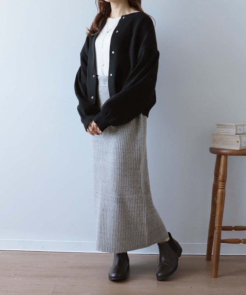 mil(ミル)の「【150㎝前後の小柄さんサイズ】ニットナロースカート【淡色カラー】(スカート・レディース・ベージュ/杢グレー・XS/XXS)」の6枚目の写真