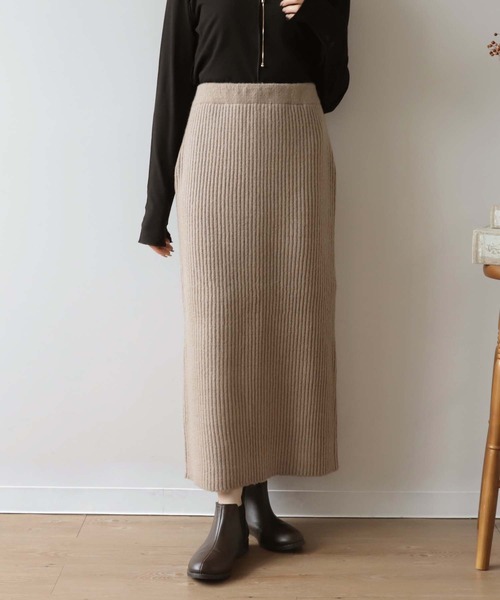 mil(ミル)の「【150㎝前後の小柄さんサイズ】ニットナロースカート【淡色カラー】(スカート・レディース・ベージュ/杢グレー・XS/XXS)」の7枚目の写真